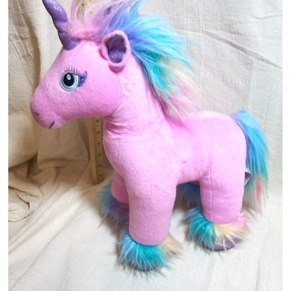 Build a Bear Unicorn Fairy Friends, Pink with Rainbow hair, sneakers, skates and
